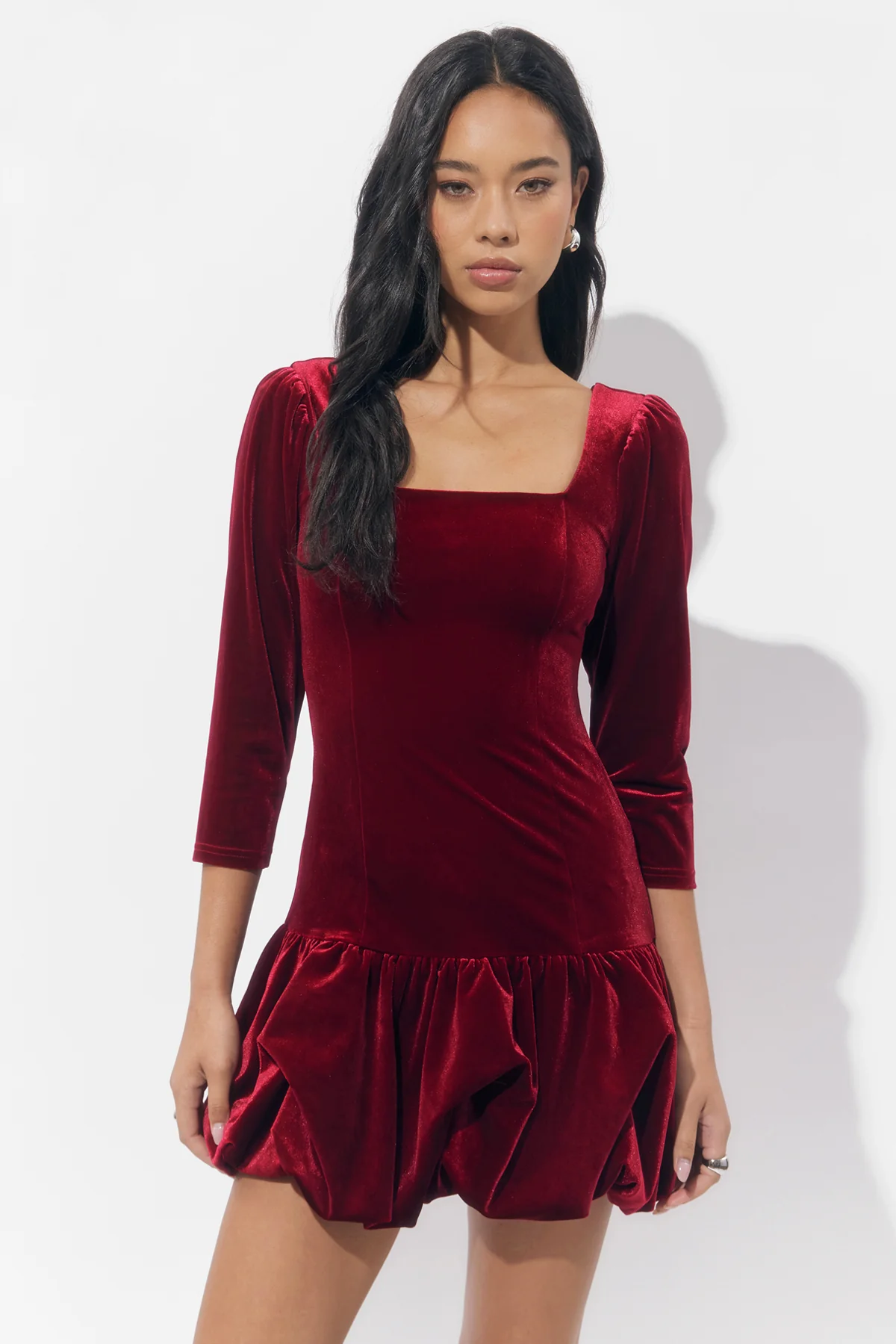 Dolly Velvet Bubble Hem Mini Dress - Image 5