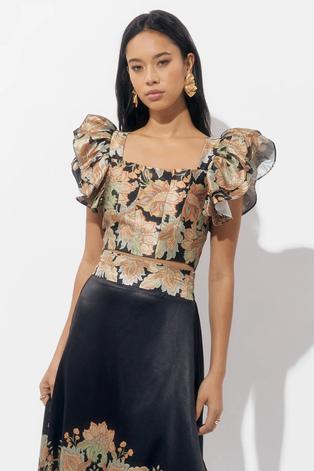 Donis Ruffled Printed Top