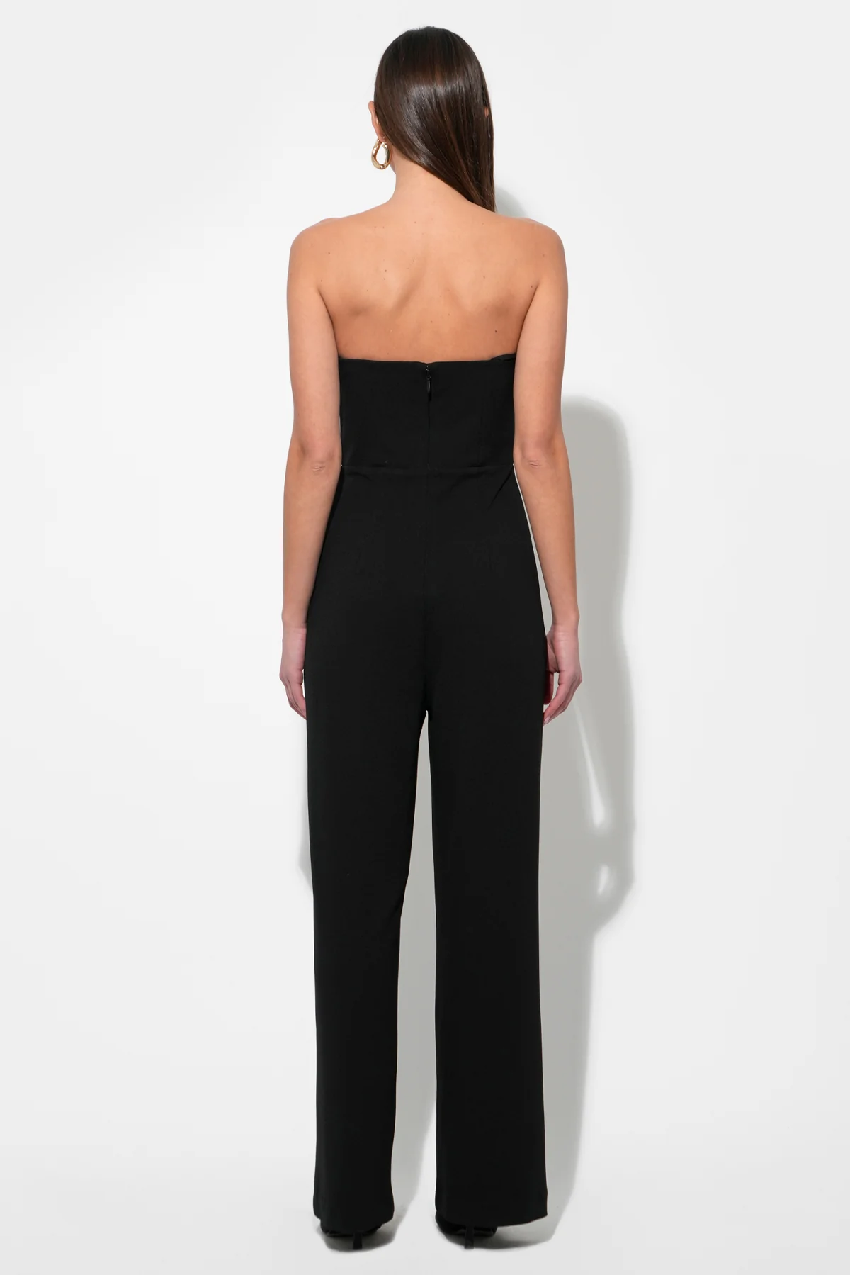 Donna Stretch Crepe Jumpsuit With Contrast Mesh - Image 3
