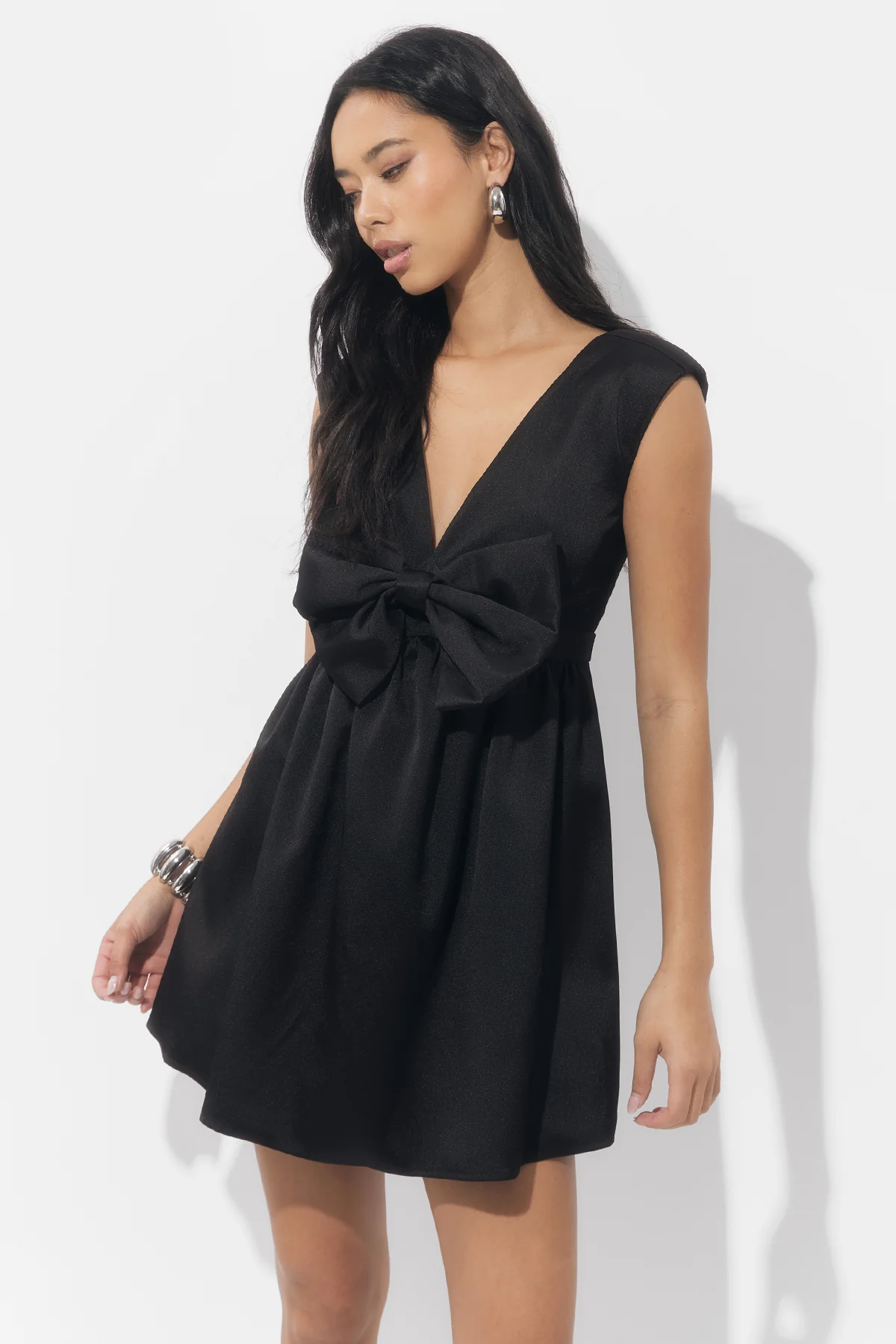 Elaine Bow Taffeta Mini Dress - Image 3
