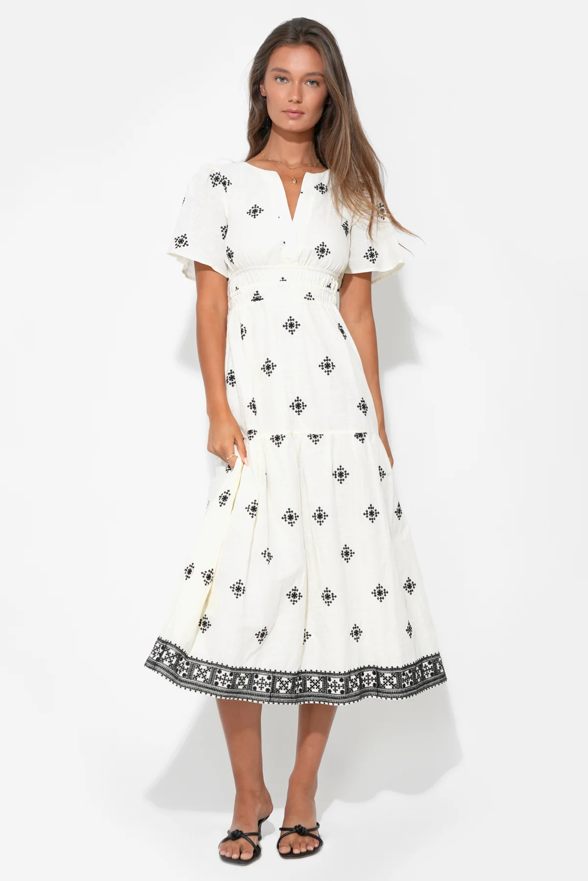 Elani Embroidery Midi Dress - Image 3