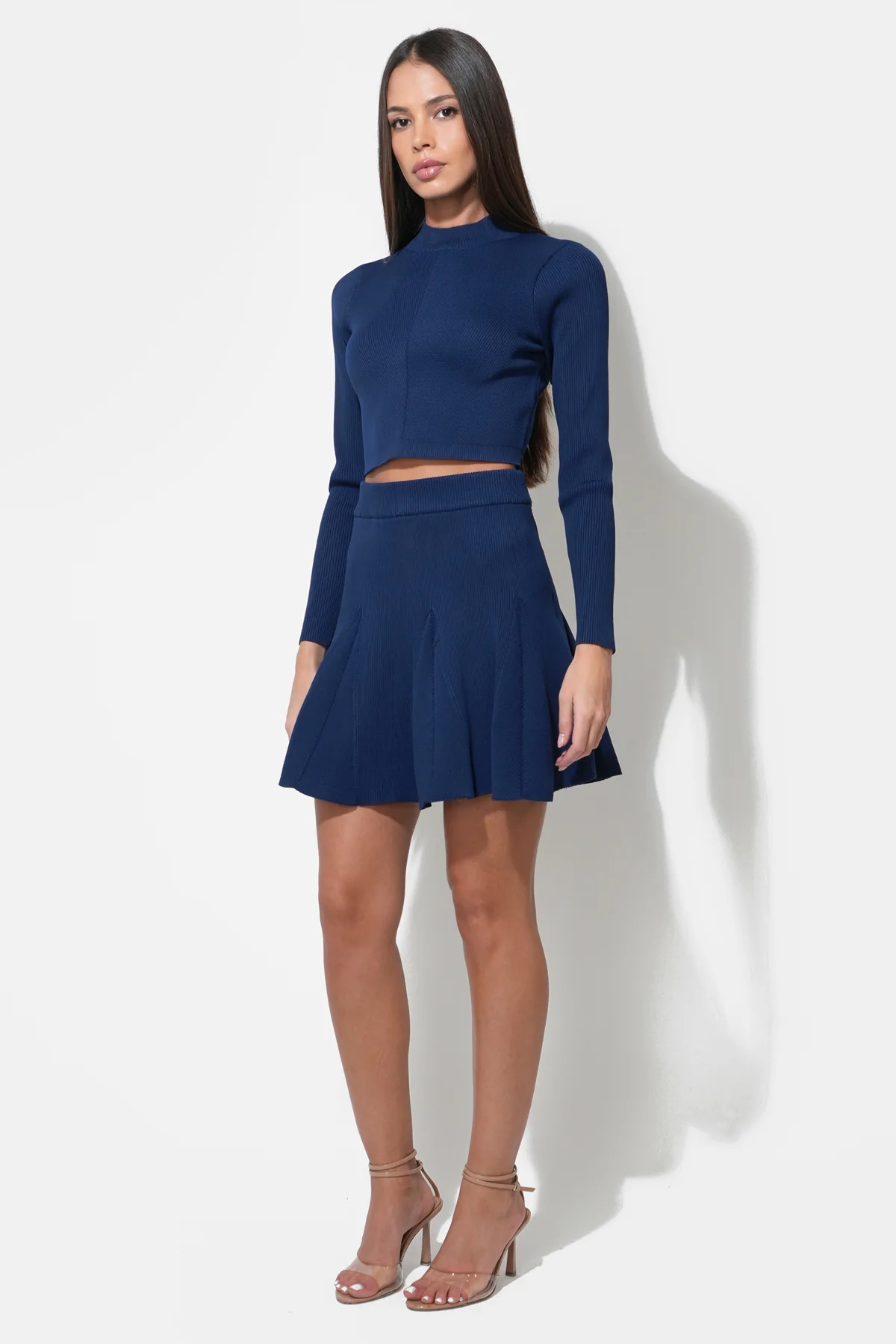 Eleanor Godets Rib Knit Mini Skirt - Image 3