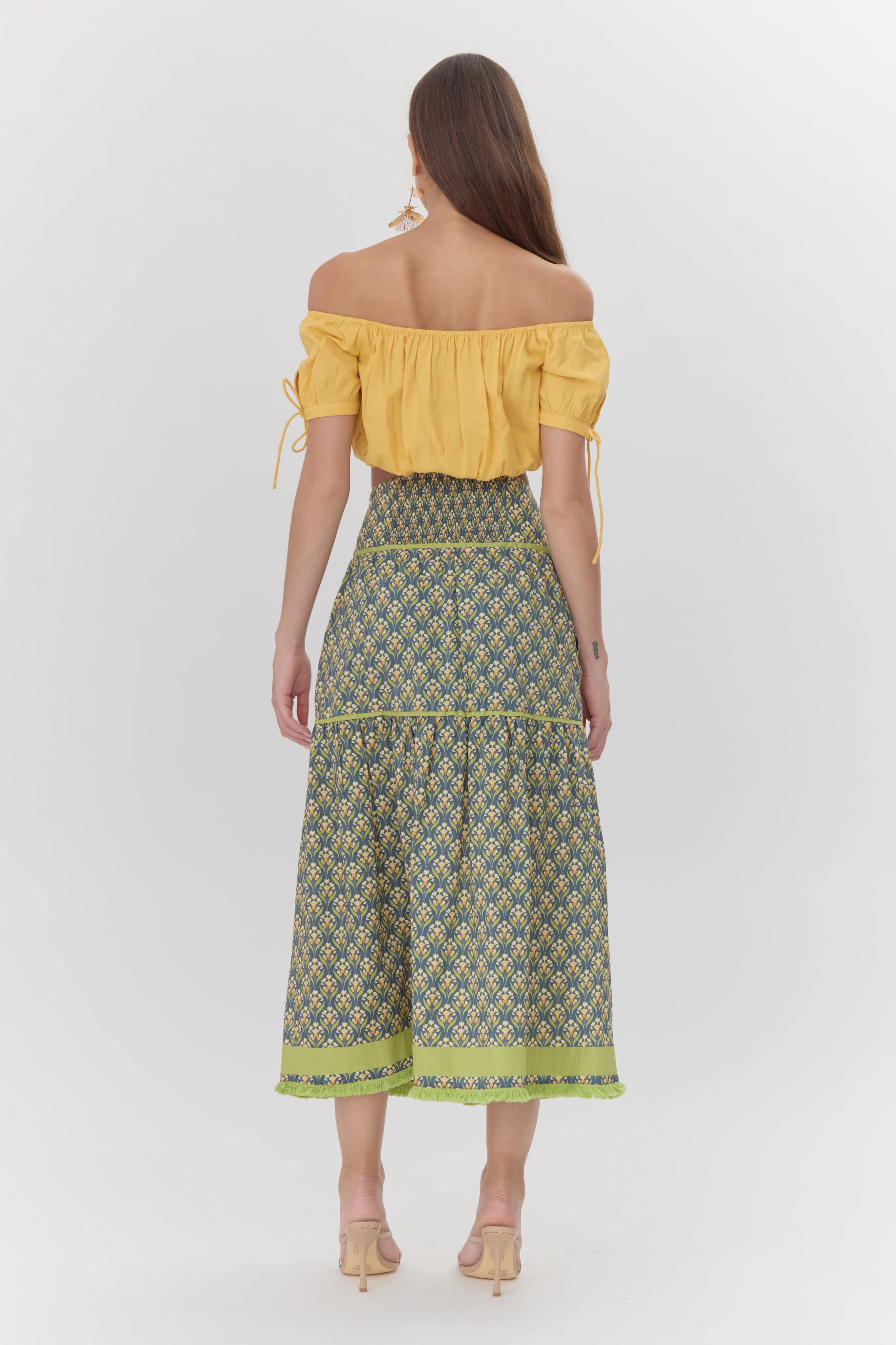 Elina Printed Tiered Midi Skirt - Image 4