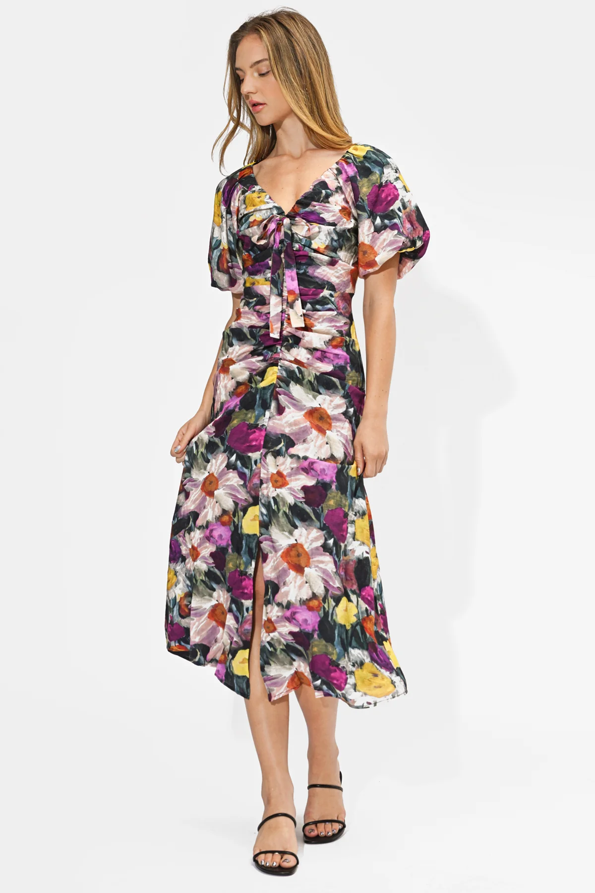 Elinda Ruched Front Midi Dress - Image 2