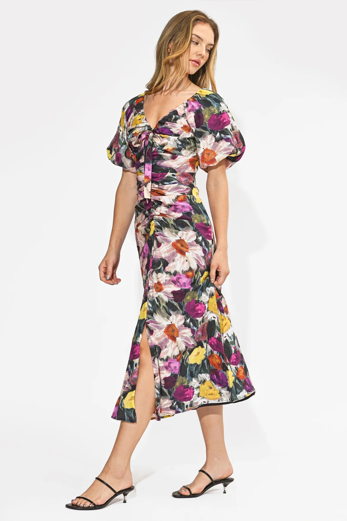Elinda Ruched Front Midi Dress - Image 3