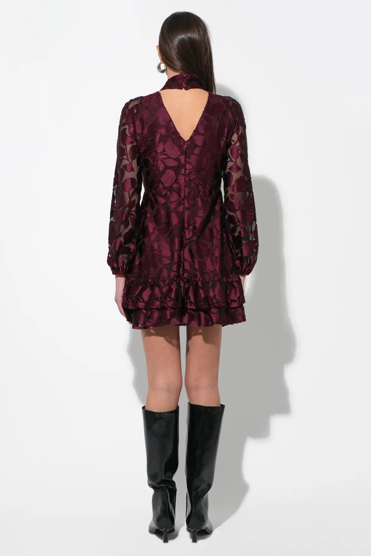 Elinor Velvet Burnout Mock Neck Fit and Flare Dress - Image 3