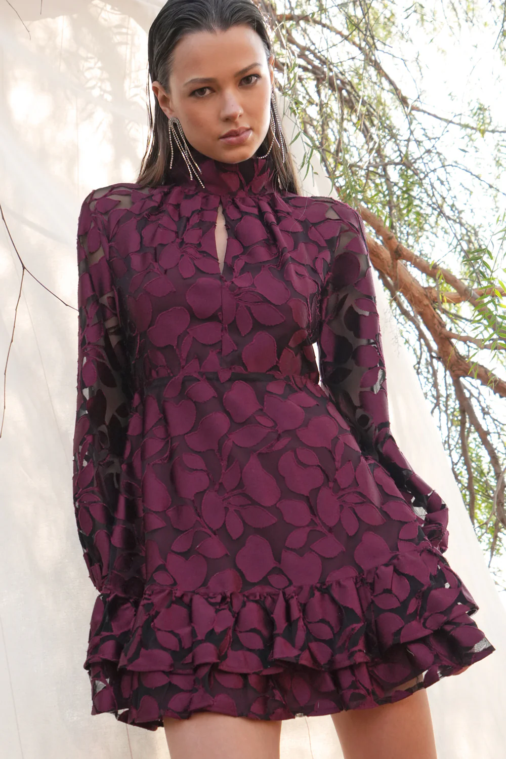 Elinor Velvet Burnout Mock Neck Fit and Flare Dress - Image 7