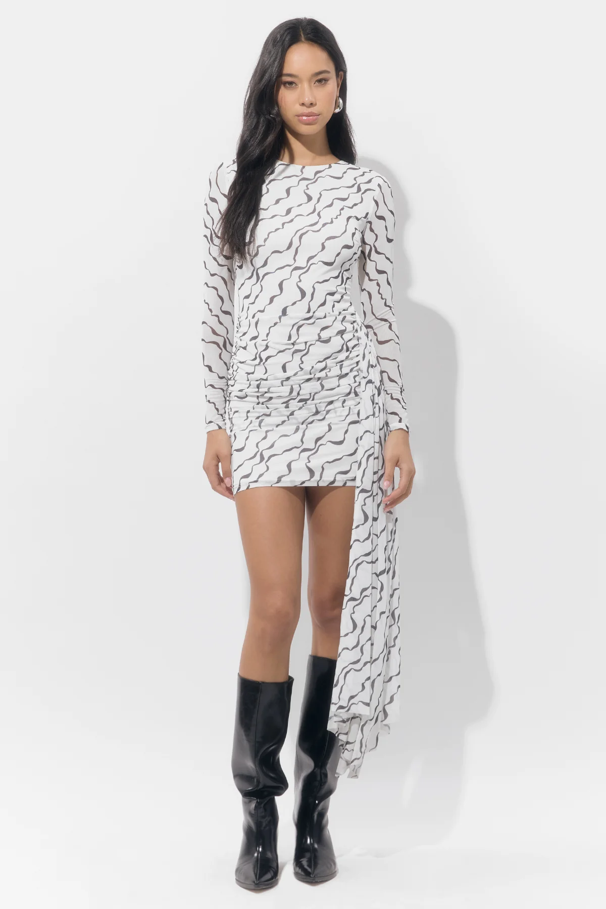 Ella Wrap Printed Mesh Mini Dress - Image 4