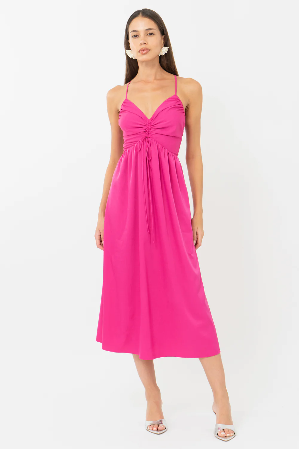 Elyse Ruched Criss Cross Midi Dress - Image 2