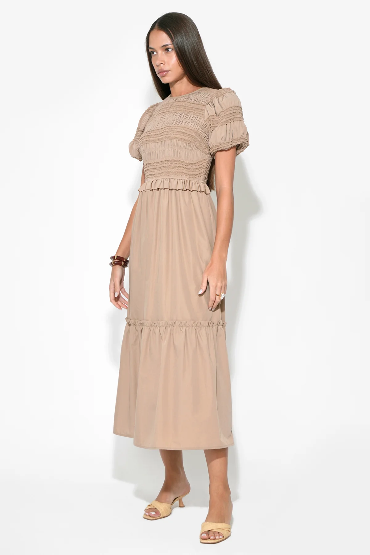 Erin Short Sleeve Smocked Midi Dress - Image 2