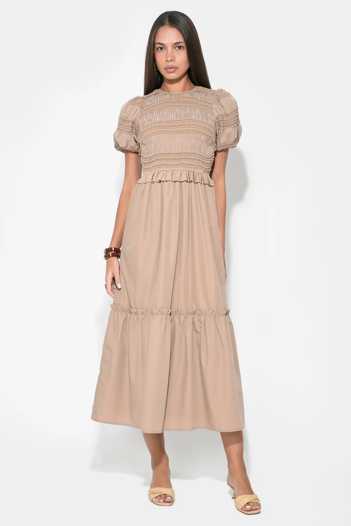 Erin Short Sleeve Smocked Midi Dress - Image 3