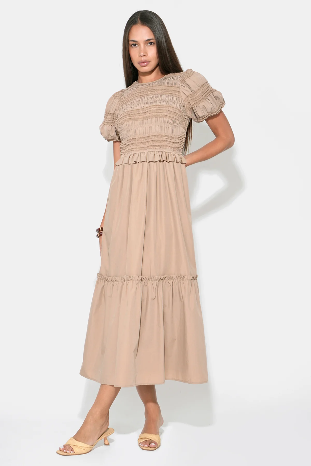 Erin Short Sleeve Smocked Midi Dress - Image 5