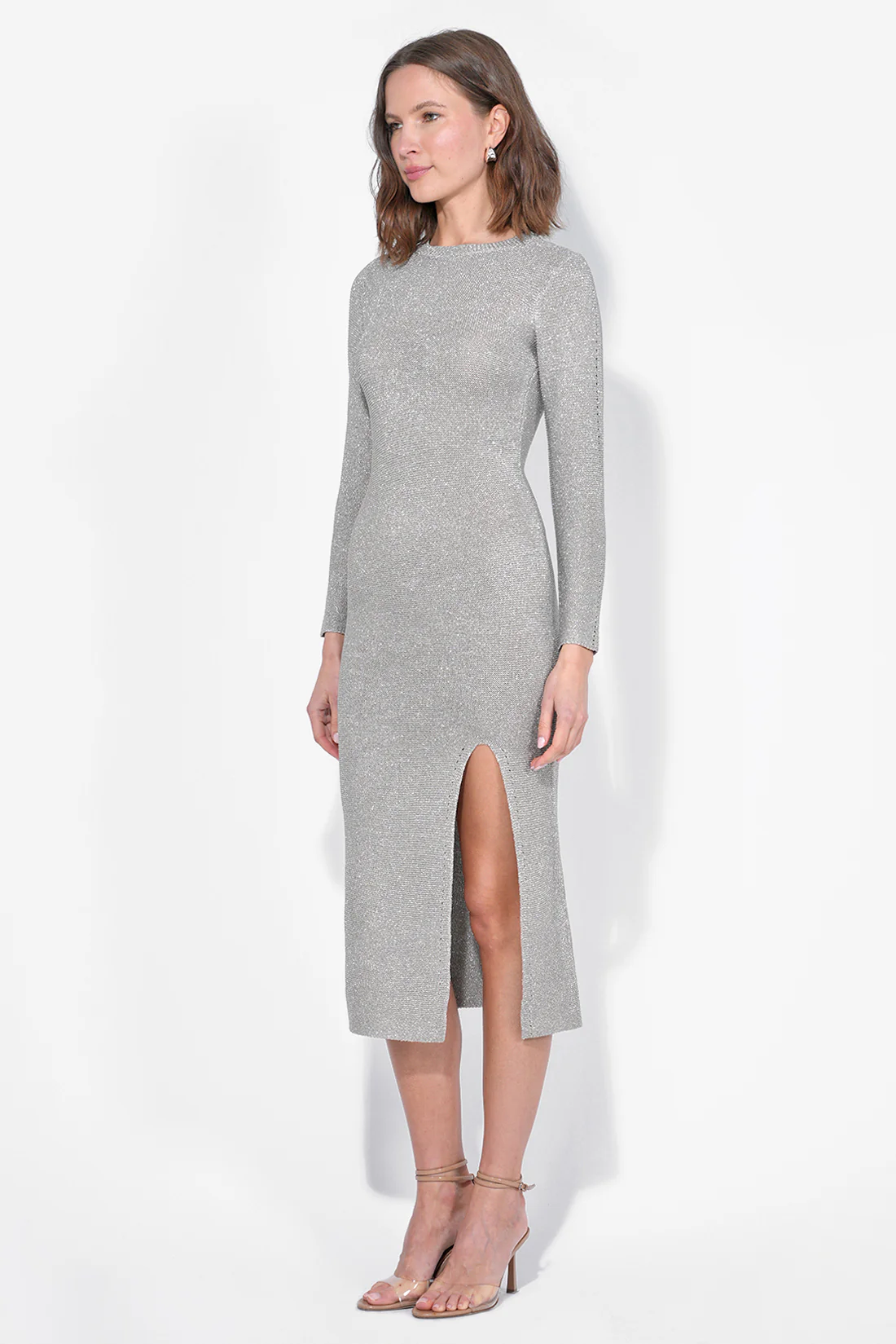 Estelle Metallic Knit Midi Dress - Image 2