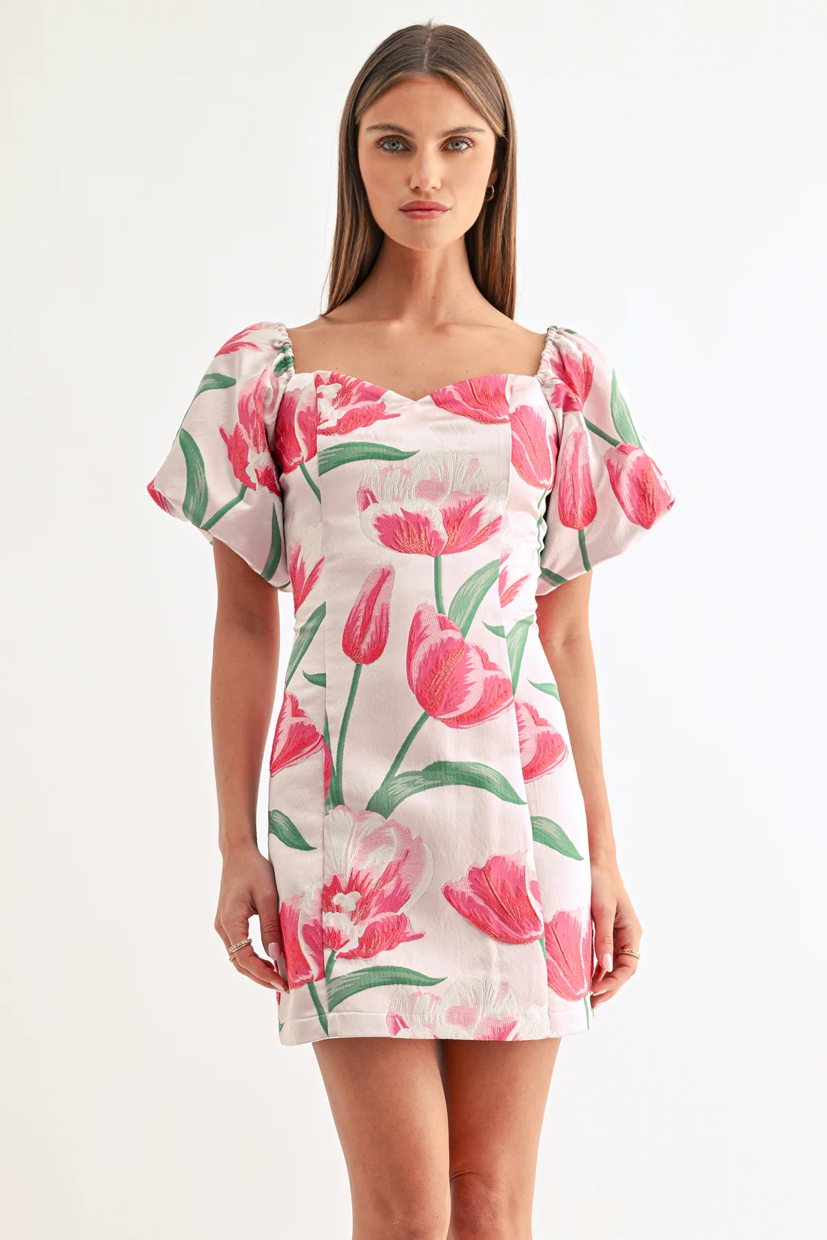 Esther Off The Shoulder Jacquard Mini Dress - Image 4