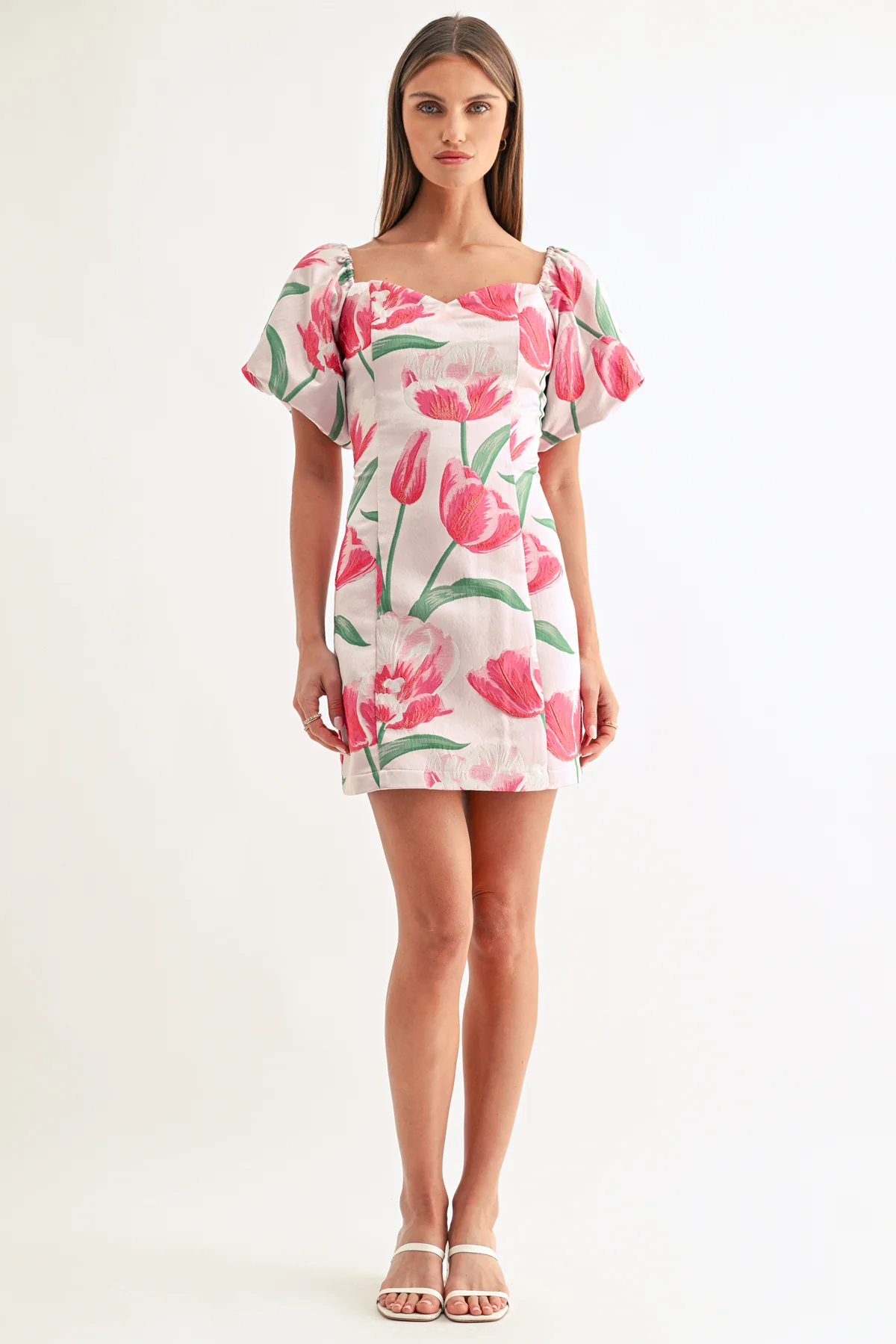 Esther Off The Shoulder Jacquard Mini Dress - Image 6