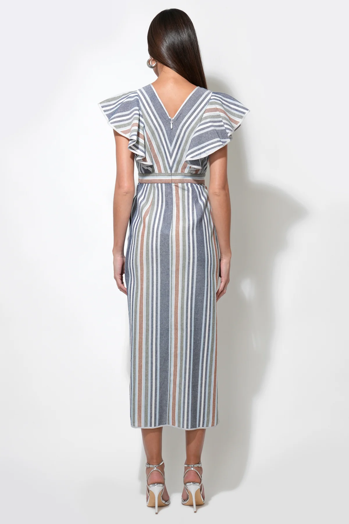 Etta Stripe Flutter Sleeve Maxi Dress - Image 3