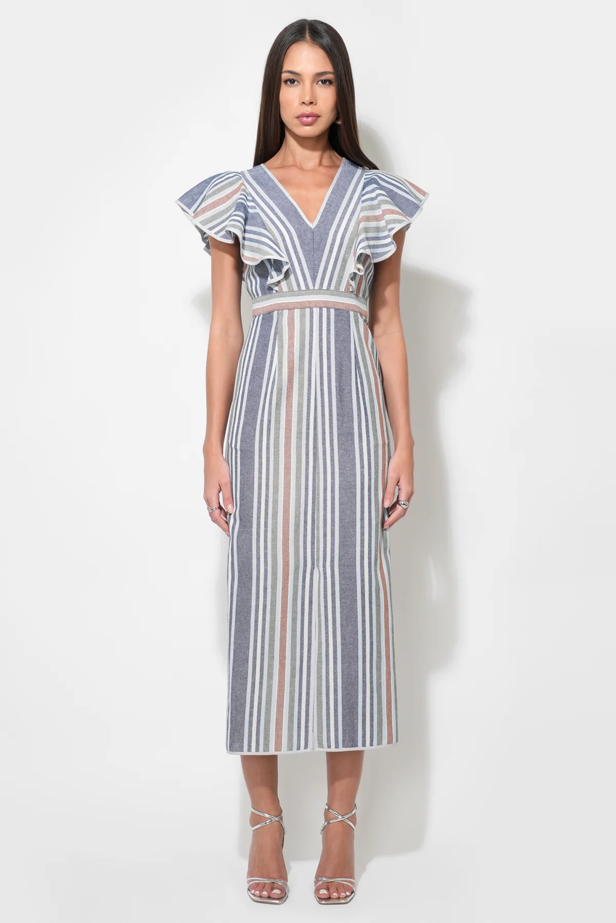 Etta Stripe Flutter Sleeve Maxi Dress - Image 4