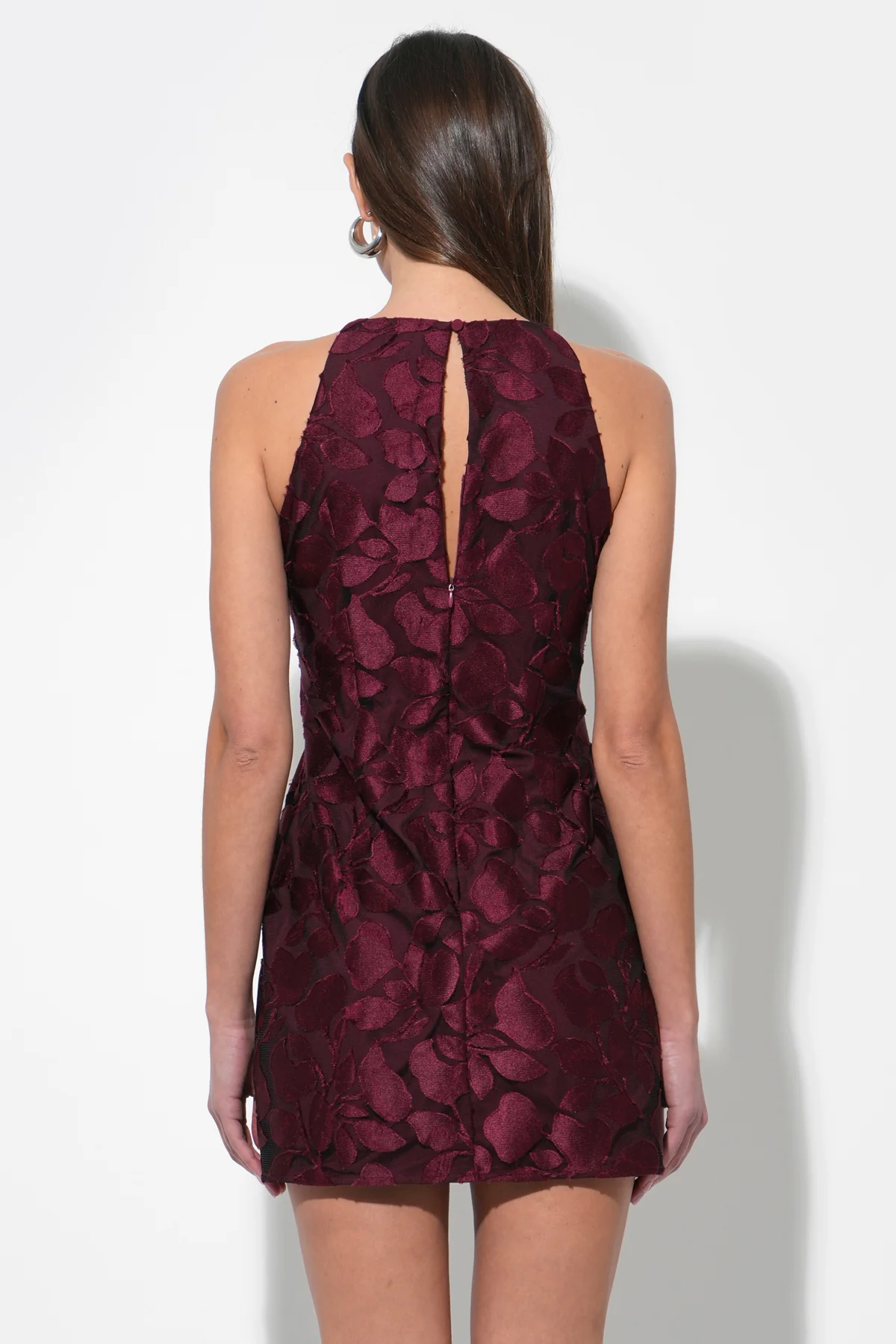 Falini Velvet Burnout Tie Front Mini Dress - Image 4