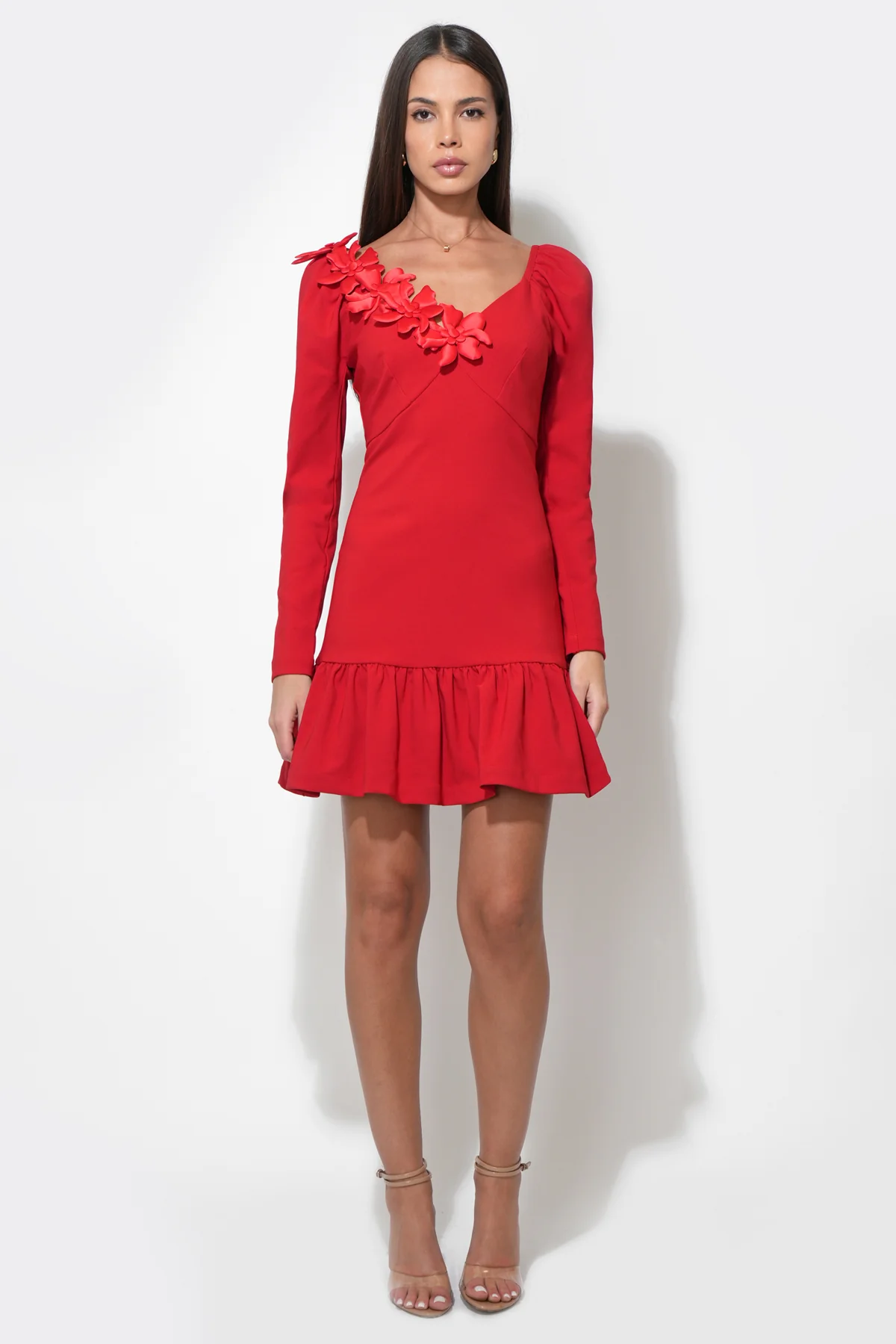 Gabriella 3D Flower Long Sleeve Mini Dress - Image 5
