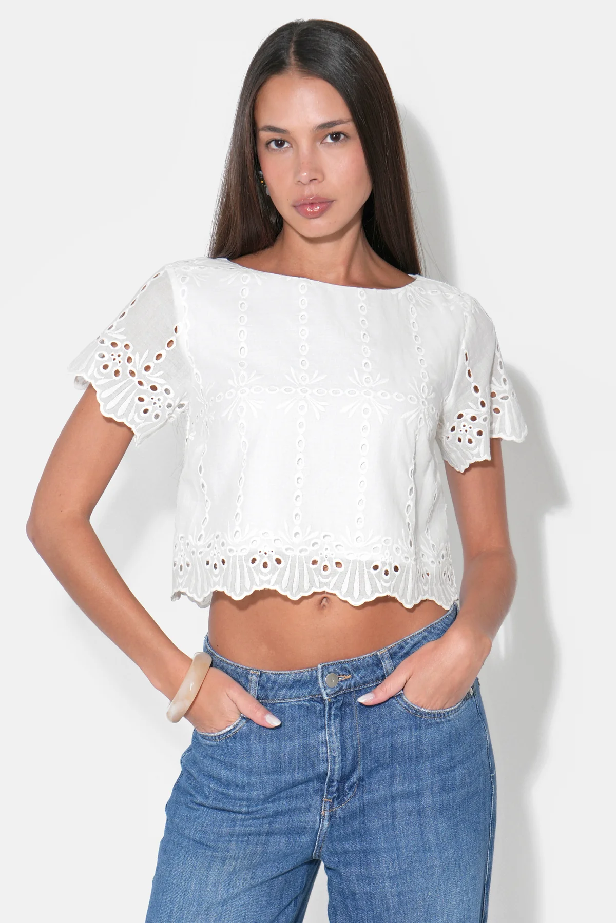 Georgia Short Sleeve Eyelet Top - Image 5