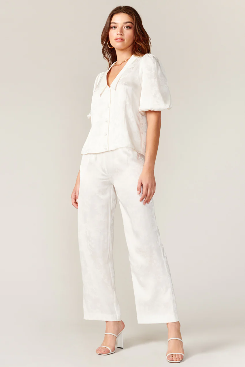 Grace Jacquard Elastic Waist Pant