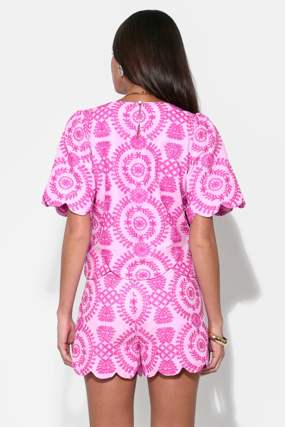 Hadley Square Neck Embroidery Scallop Top - Image 5