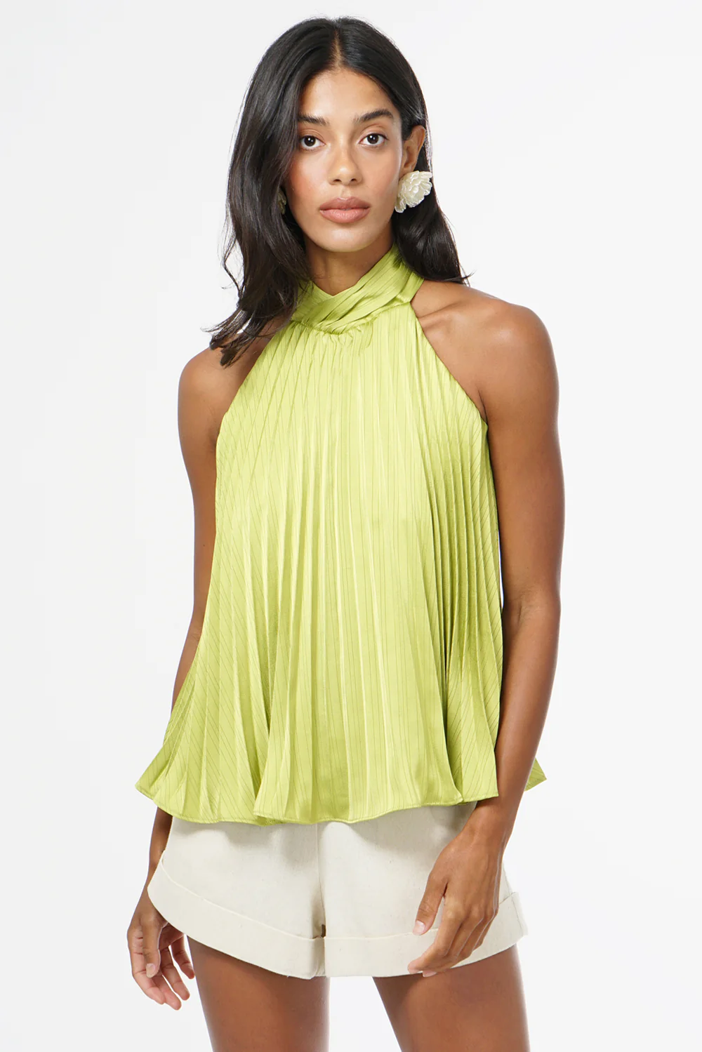 Halter Pleated Satin Top - Image 2
