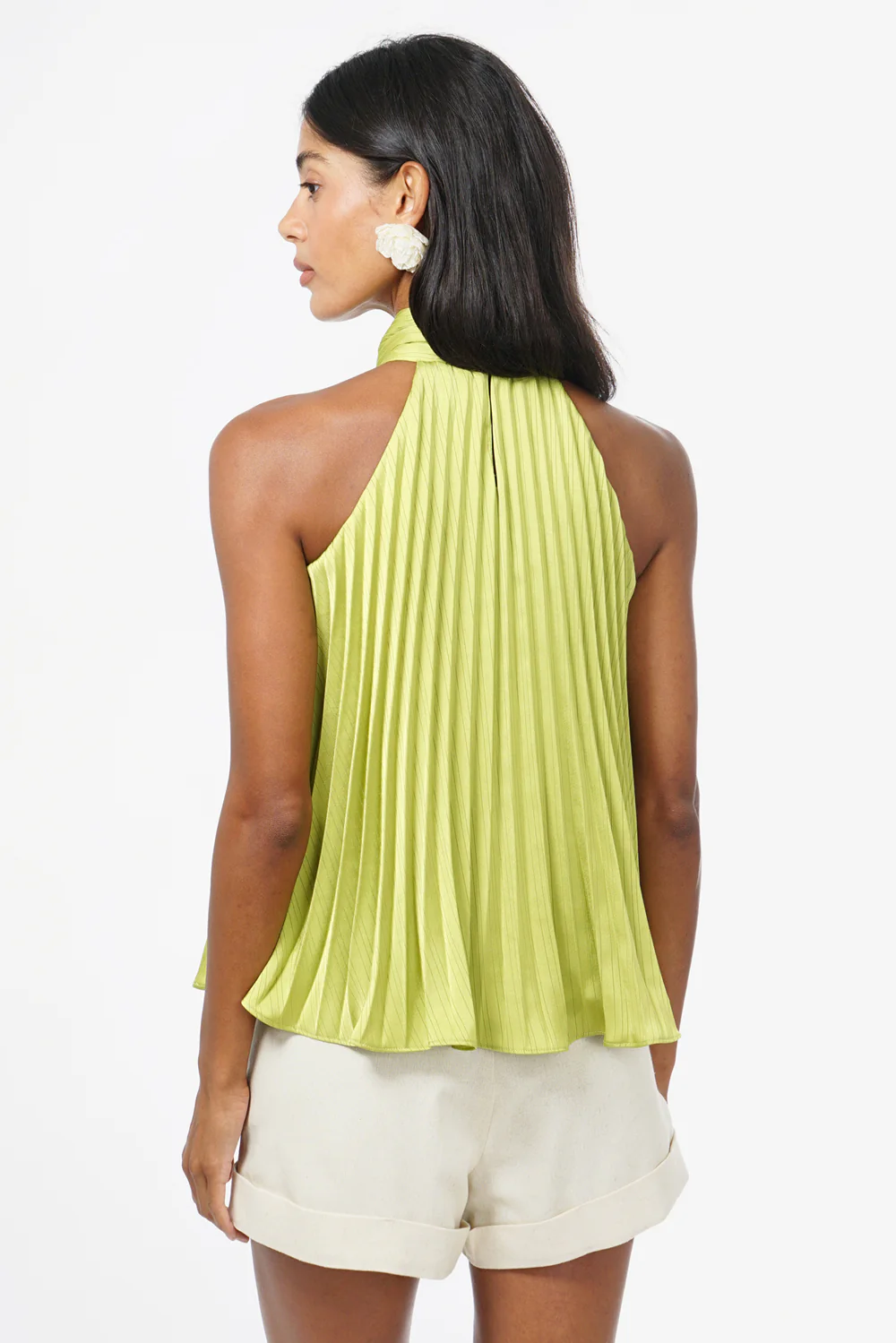 Halter Pleated Satin Top - Image 3