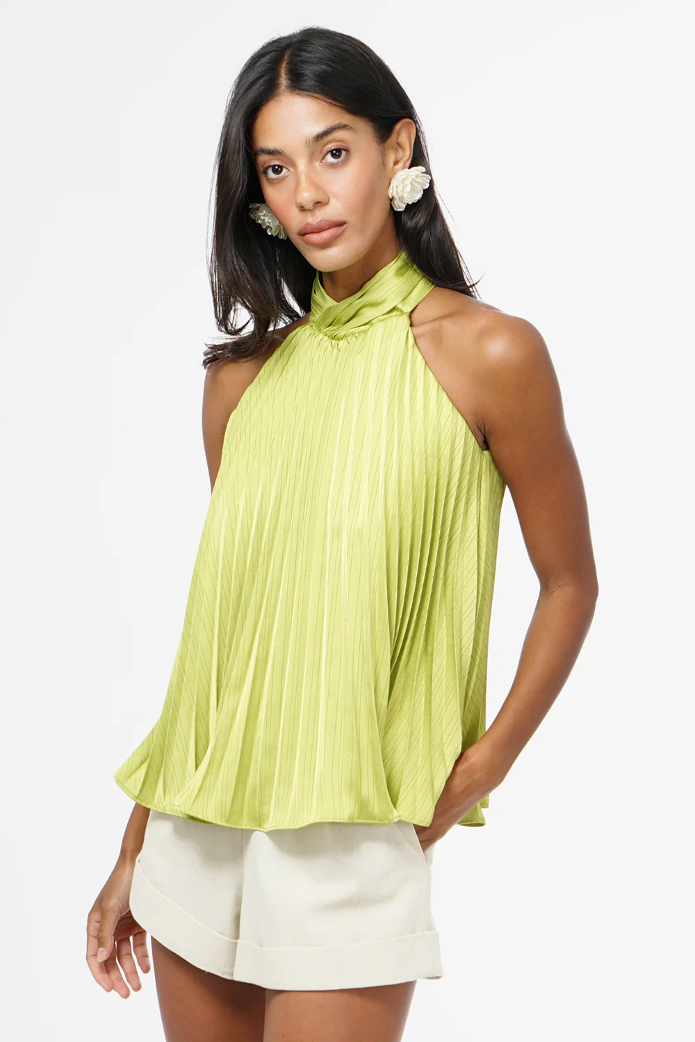 Halter Pleated Satin Top - Image 4