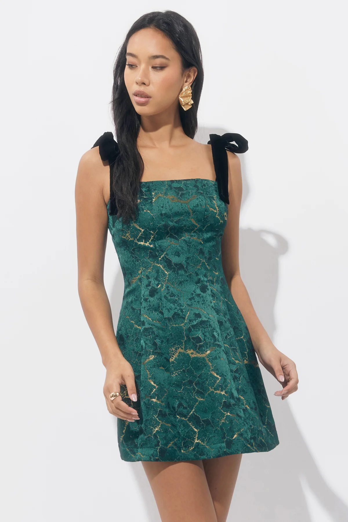 Hannah Burnout Shoulder Tie Flared Mini Dress - Image 5