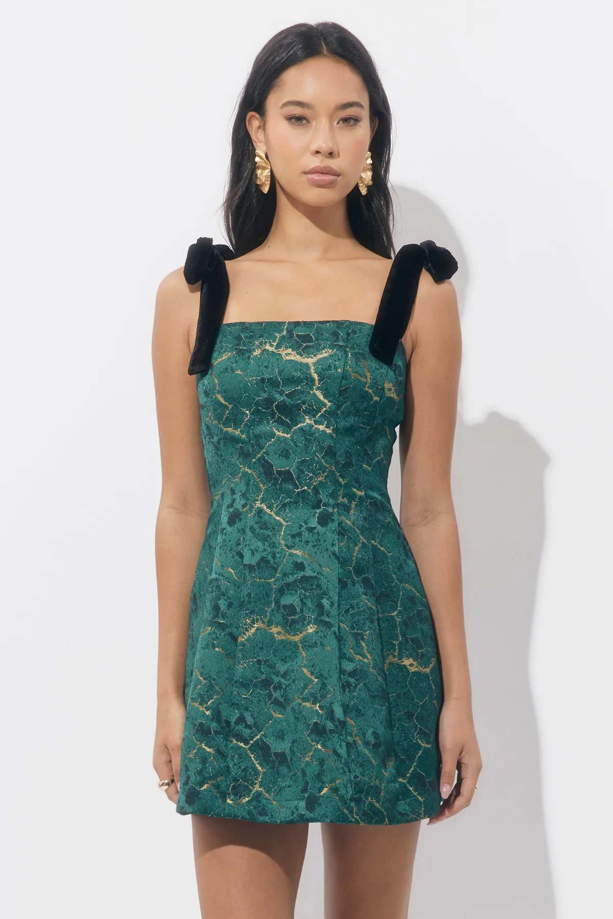 Hannah Burnout Shoulder Tie Flared Mini Dress - Image 6
