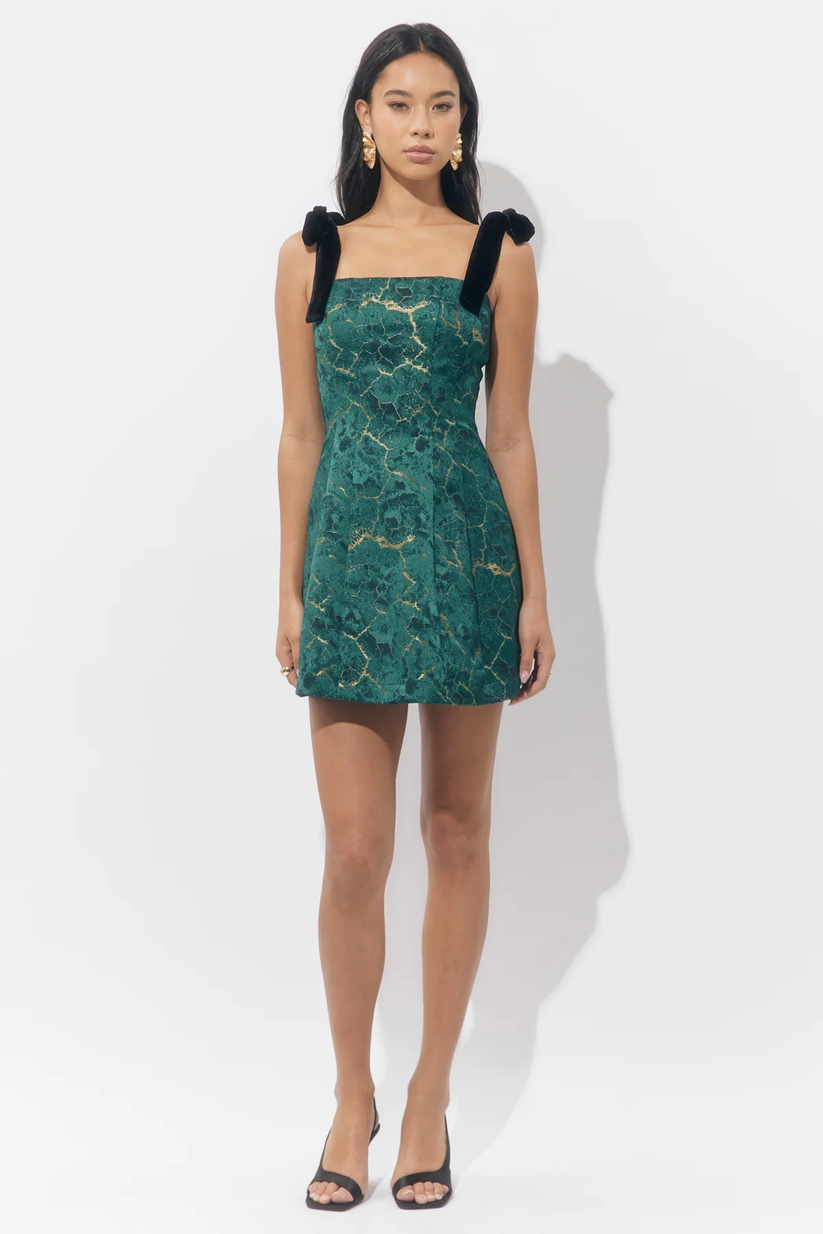 Hannah Burnout Shoulder Tie Flared Mini Dress - Image 7