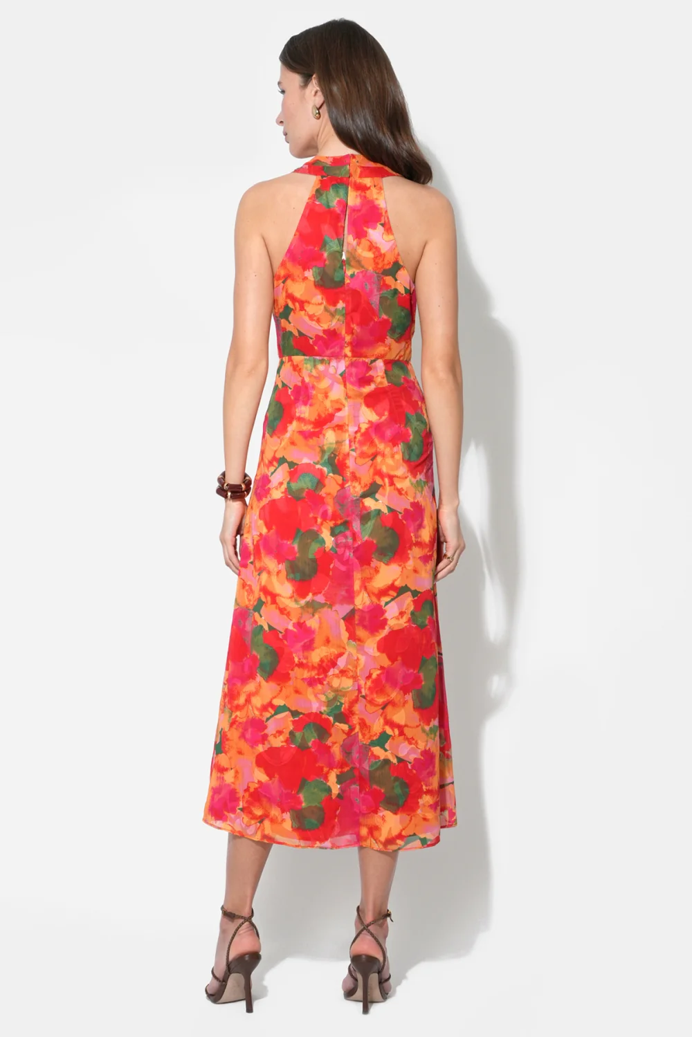 Hatrina Halter Midi Dress with Rosette - Image 2