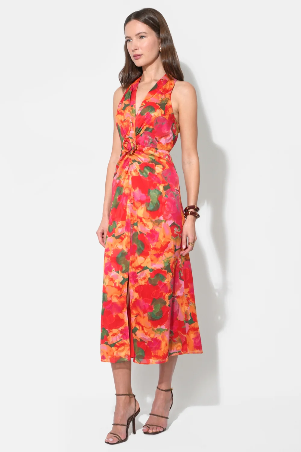 Hatrina Halter Midi Dress with Rosette - Image 3