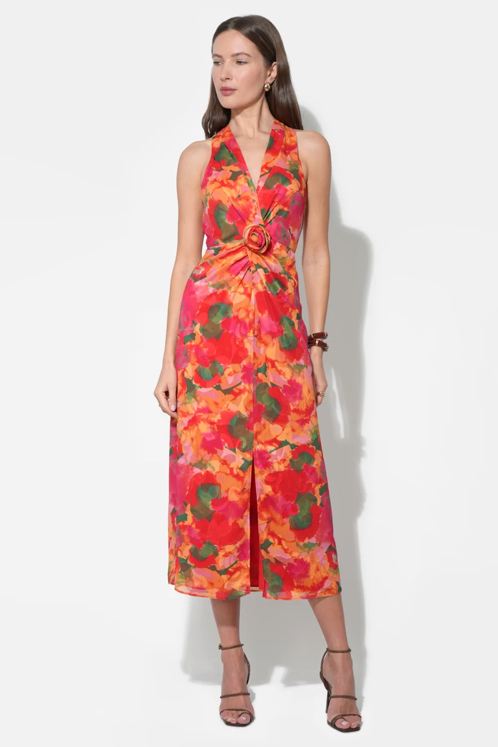 Hatrina Halter Midi Dress with Rosette - Image 4