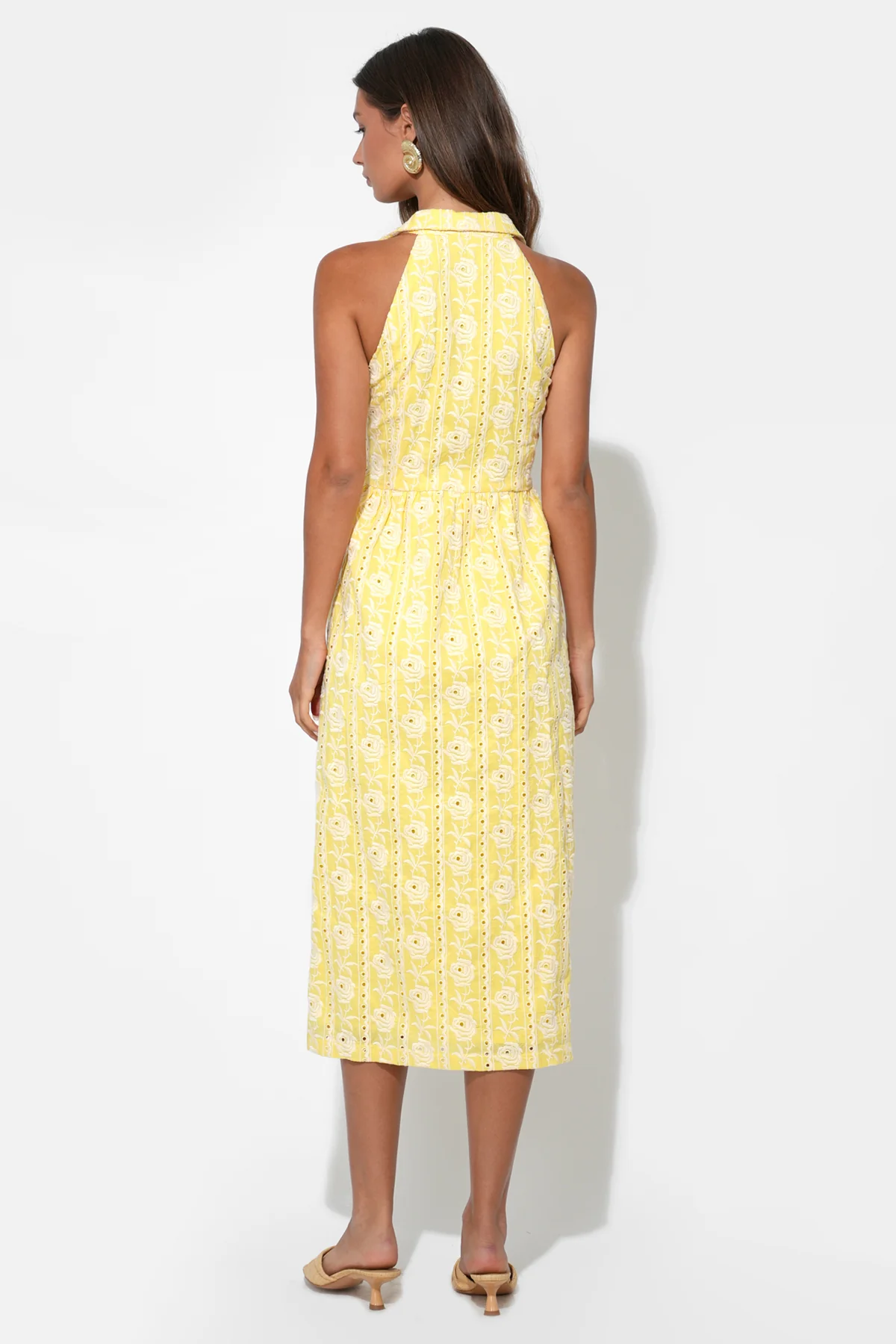 Hazel Halter Floral Embroidery Midi Dress - Image 2