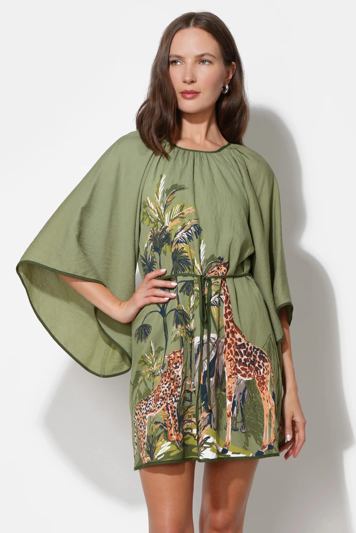 Irene Round Neck Printed Mini Dress - Image 4
