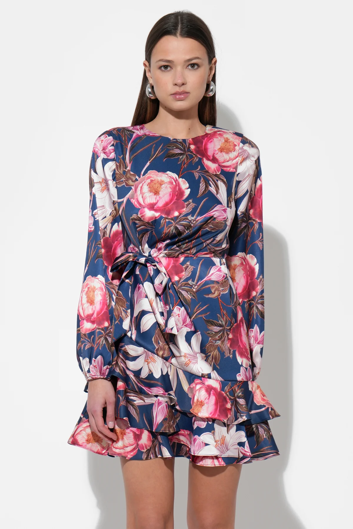 Irisa Gathered Ruffle Mini Dress - Image 3