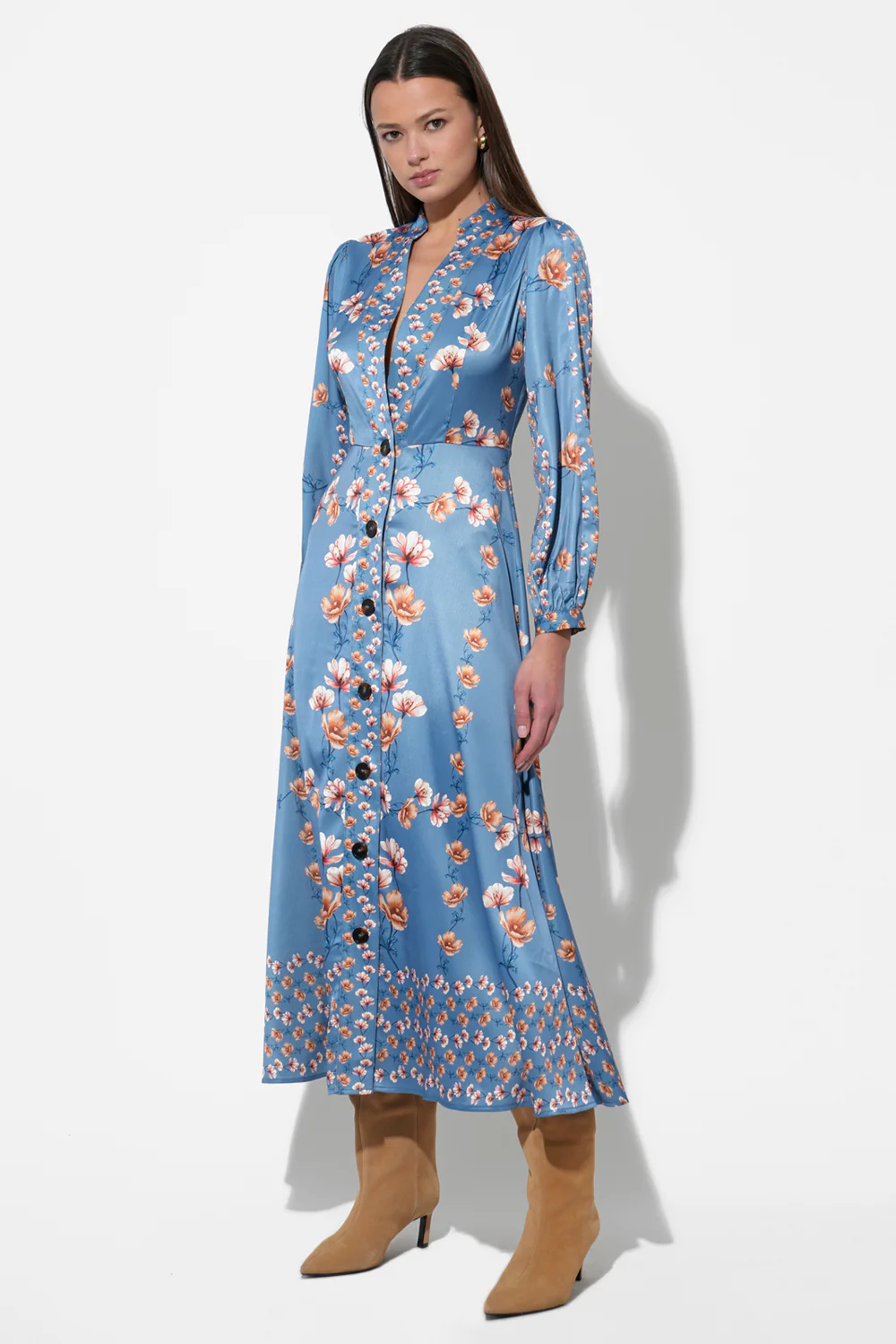 Jailyn Button Front Midi Dress