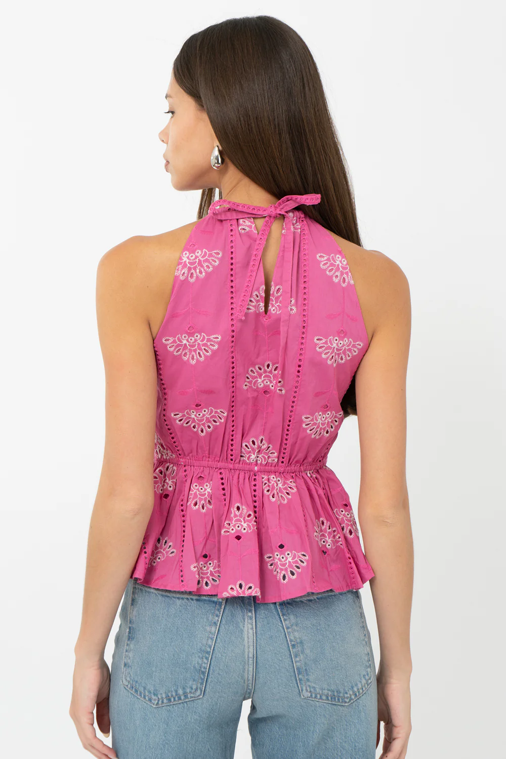 Jeanette Embroidered Eyelet Halter Top - Image 4