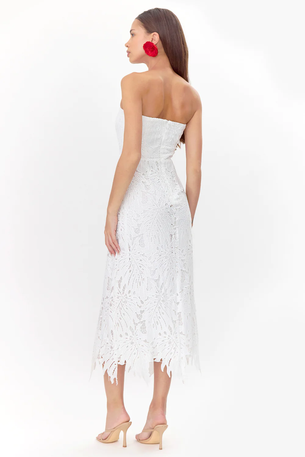 Jessika 3D Lace Scalloped Midi Dress - Image 3