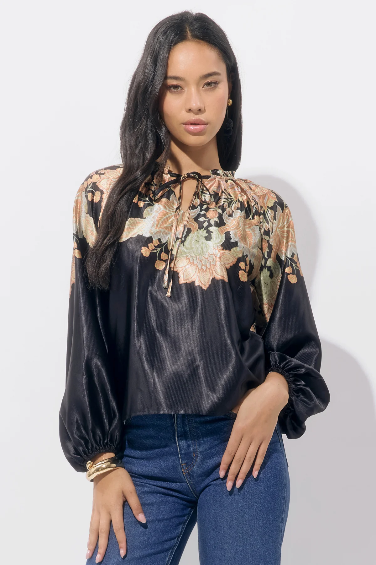Joa Border Printed Blouse