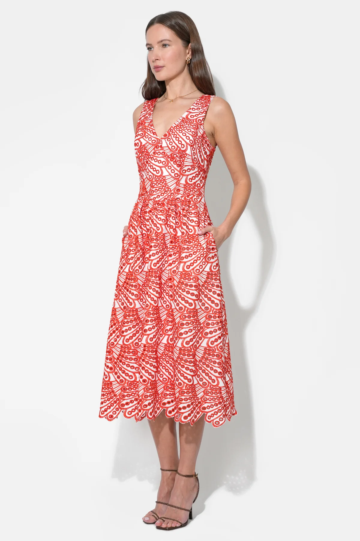 Joanna Corset Embroidery Midi Dress - Image 3