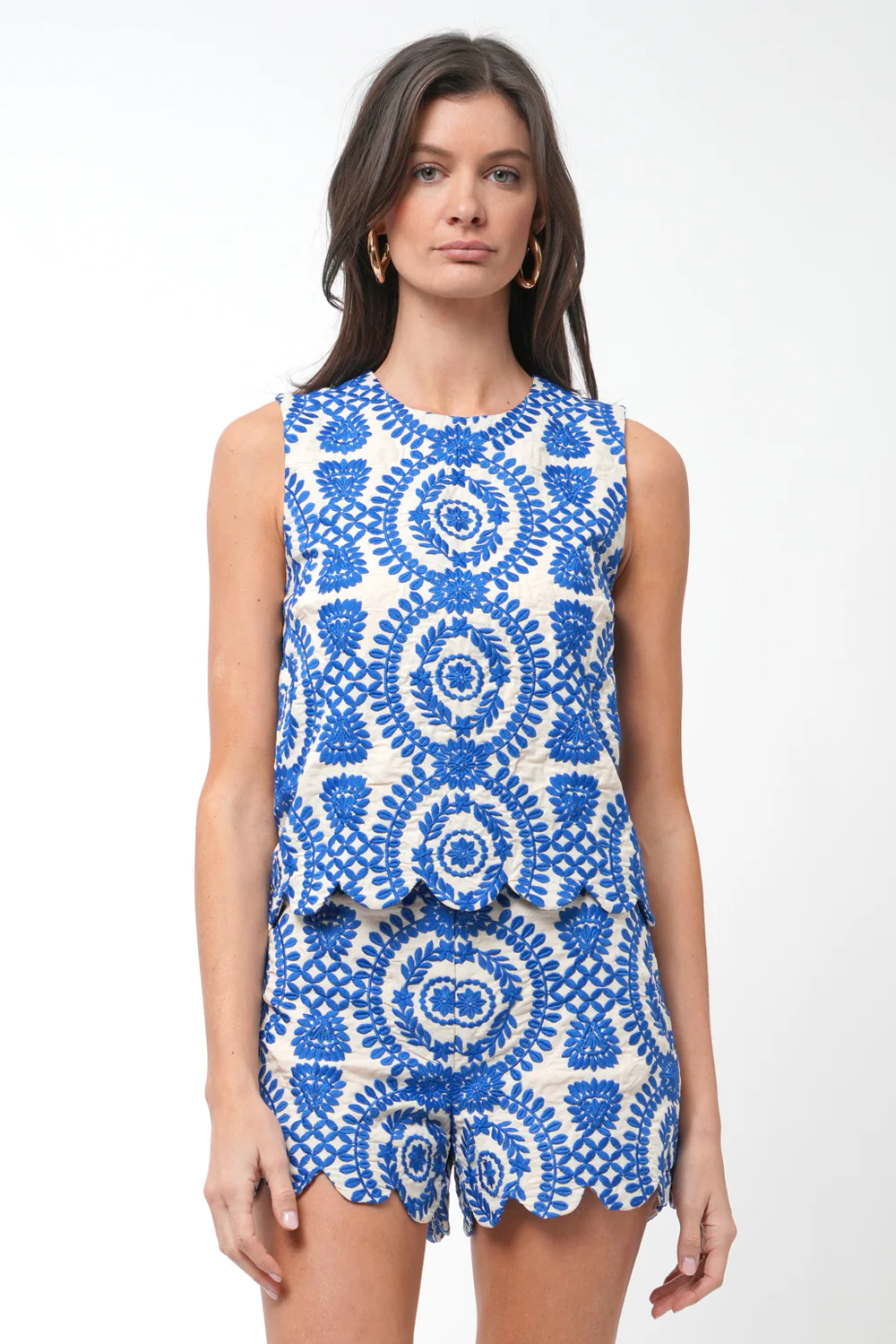 Joanne Scalloped Embroidered Tailored Shorts - Image 3