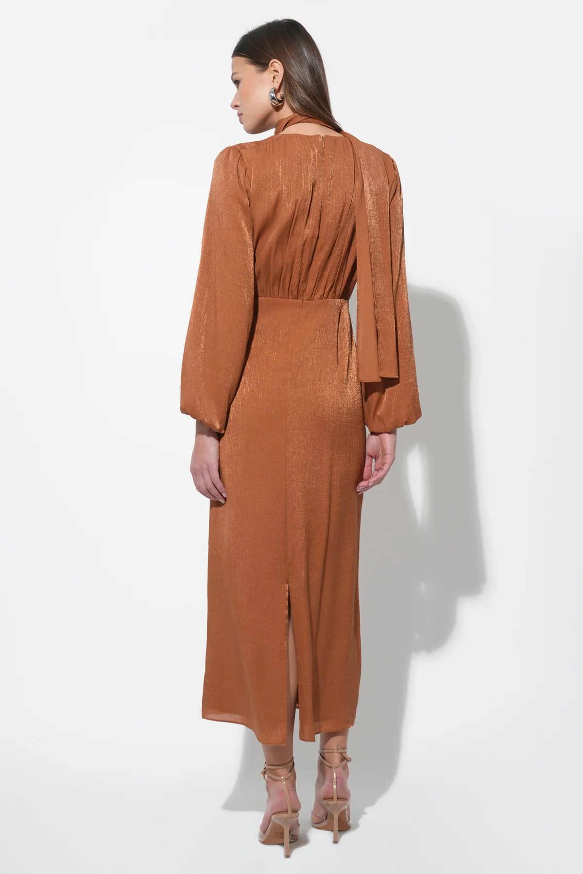 Judith Balloon Sleeve Maxi Dress W/ Scarf - Image 3