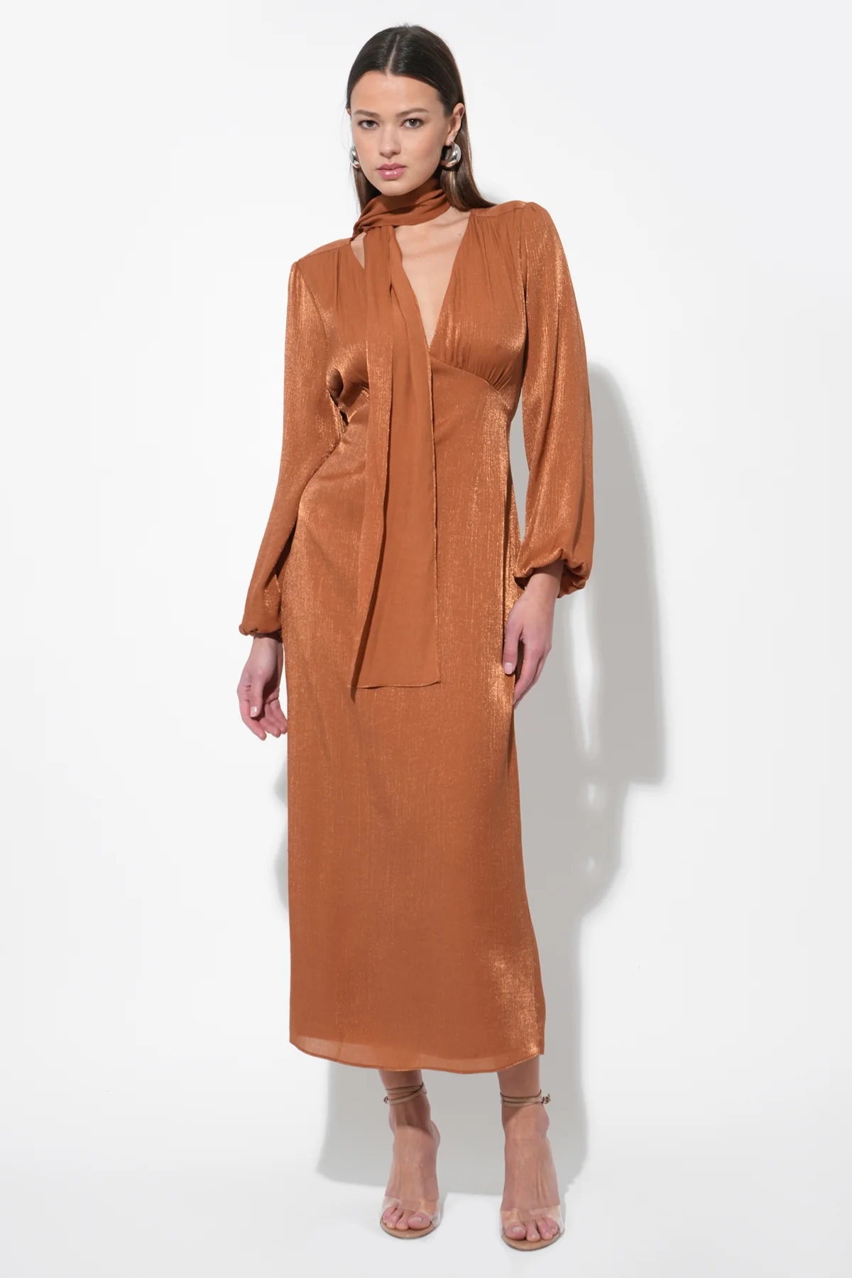 Judith Balloon Sleeve Maxi Dress W/ Scarf - Image 4