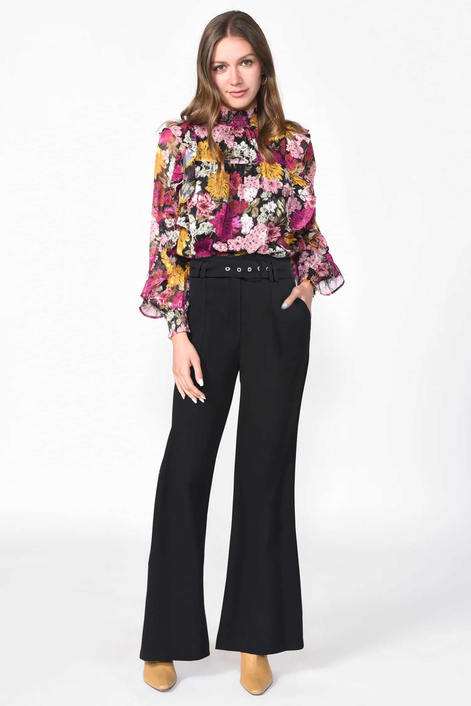 Jules Smock Neck Ruffle Blouse - Image 3