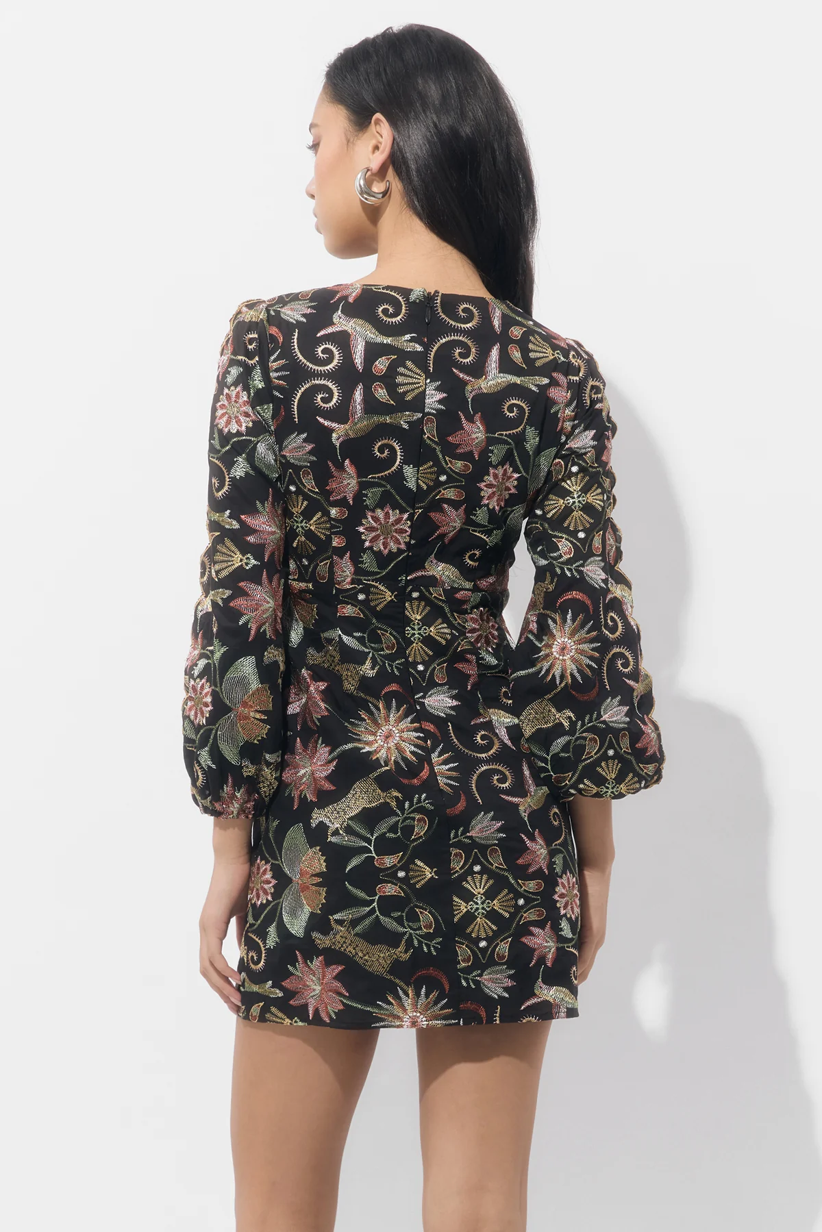 Juno Scallop Sleeve Embroidery Mini Dress - Image 2