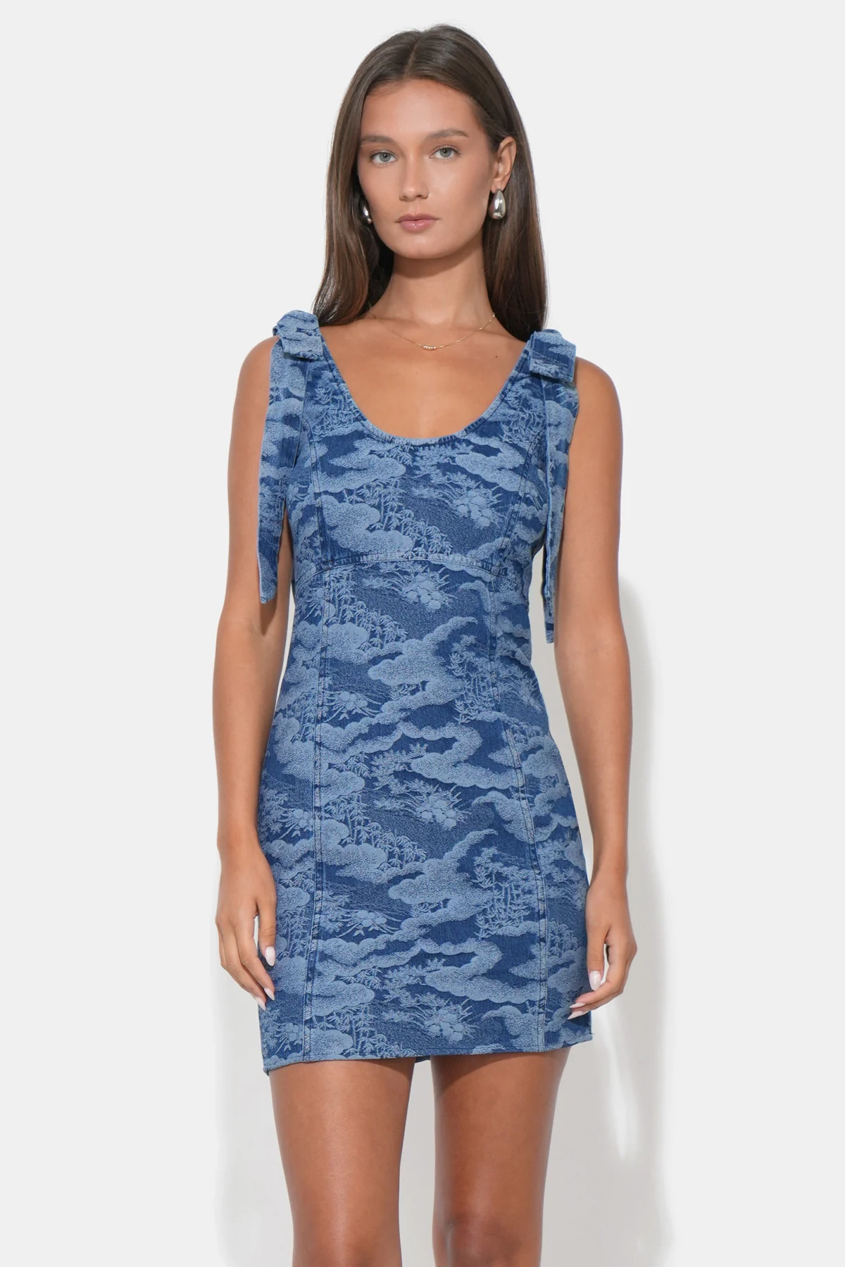 Kalea Bow Strap Denim Mini Dress - Image 5