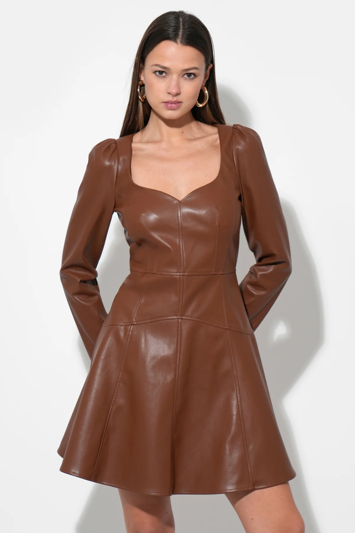 Kaleen Faux Leather Mini Dress - Image 3